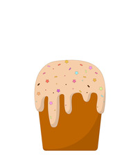  Festive Easter cake on a white background. Isolated cupcake in flat style. Vector. illustration