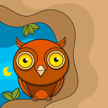 Owl Bird Vector Suitable For Greeting Card, Poster Or T-shirt Printing.