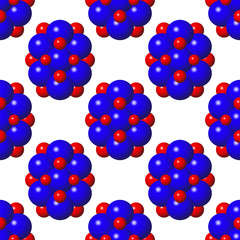 Abstract Molecules Design. Blue Red Spheres Seamless Pattern. Molecular Structure Atoms. Medical Background for Banner.