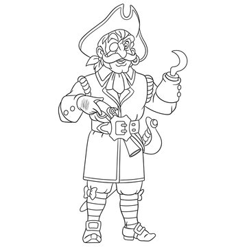 coloring page with pirate with hook hand