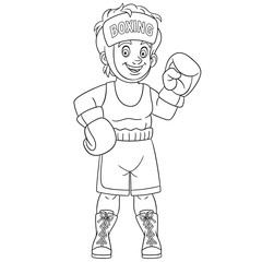 coloring page with boy boxer fighting