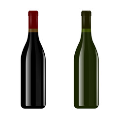 Bottiglie di vino rosso e vino bianco