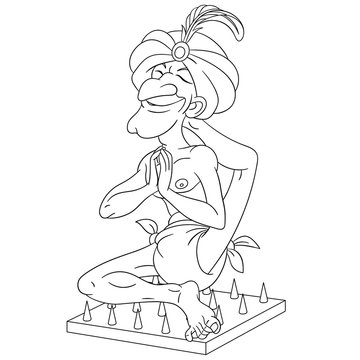 coloring page with man yoga meditating
