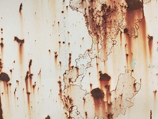 Red rust on a metal wall