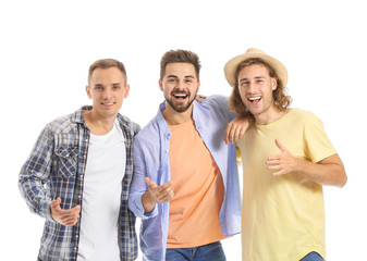 Group of friends on white background