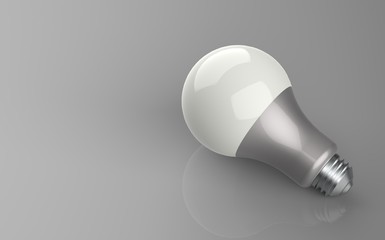 3D light bulb on clear background