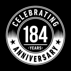 184 years anniversary celebration logo template. One hundred eighty four years vector and illustration.