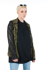 Blank t-shirt mock-up - Grunge, rock punk girl ready for your design