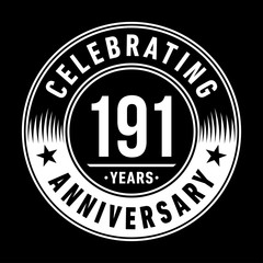 Fototapeta premium 191 years anniversary celebration logo template. One hundred ninety one years vector and illustration.