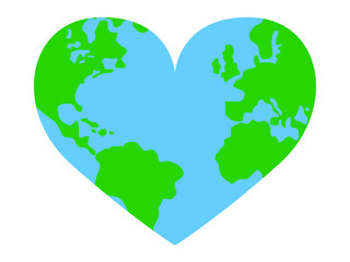 EPS 10 vector. The planet in a shape of heart. Save the planet concept.