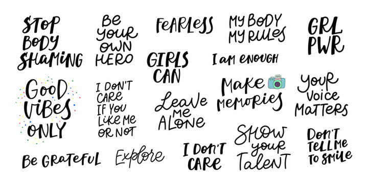 Girl power body shaming enough quote lettering