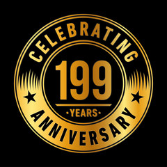 199 years anniversary celebration logo template. One hundred ninety nine years vector and illustration.