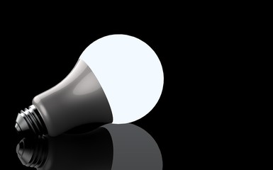 light bulb on black background