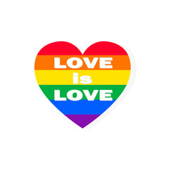 Fototapeta premium LGBT world pride day. Rainbow heart closeup isolated. Equality of Seusual Minorities in Society. Love is love.