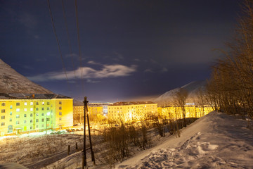 Fototapeta premium Night city in the mountains 