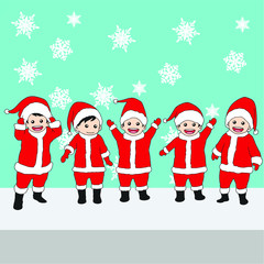 happy kids in christmas costumes