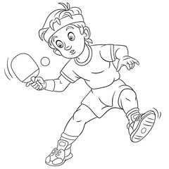 coloring page with ping pong tennis player