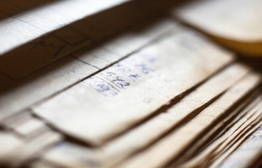 Old paper documents in the archive