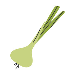 Leek onion green vegetable, simpe isolated hand drawn illustration, cute cartoon hand made icon, cooking ingredient clip art for cooking menu, cafe, restaurant or farming market.