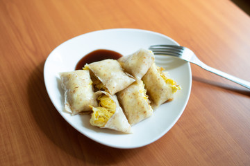 taiwan  traditional breakfast of omelet food on a table