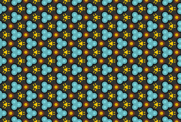 Seamless geometric pattern design illustration. In grey, black, blue, yellow, brown colors.