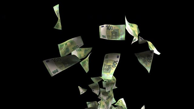 Flying Euro Notes 4k Video, ProRes 4444 with Alpha Channel