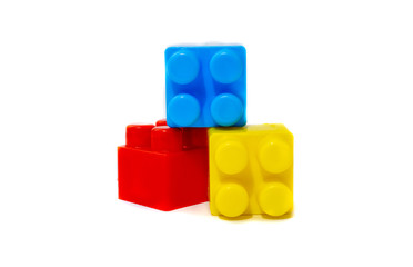 colorful building blocks isolated on white background