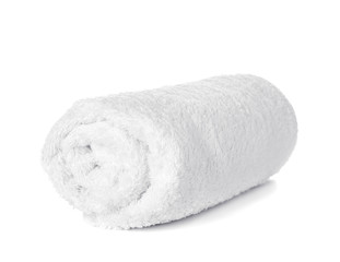 Fototapeta na wymiar Clean rolled towel isolated on white