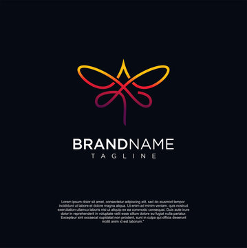Dragonfly Tech Logo Icon Design Vector . Dragonfly Logo Line 