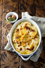 Homemade potato gratin with cream and cheese
