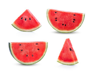 pieces of watermelon on a white background