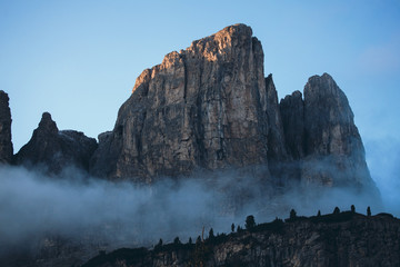 Amazing Foggy Morning in Alpine Mountains