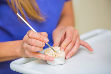 female hands work in the laboratory