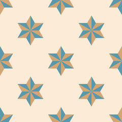 Obraz premium Abstract stars geometric seamless pattern. Ornamental geometrical background. Mosaic, tail. Wrapping paper. Vector illustration. 
