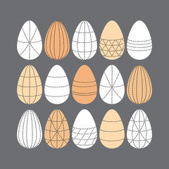Scandinavian Easter eggs card with geometric line art ornament in neutral colors