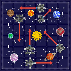 A board game on the space theme. Vector illustration.