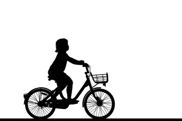 Obraz na płótnie Canvas silhouette happy child ride bike on white background