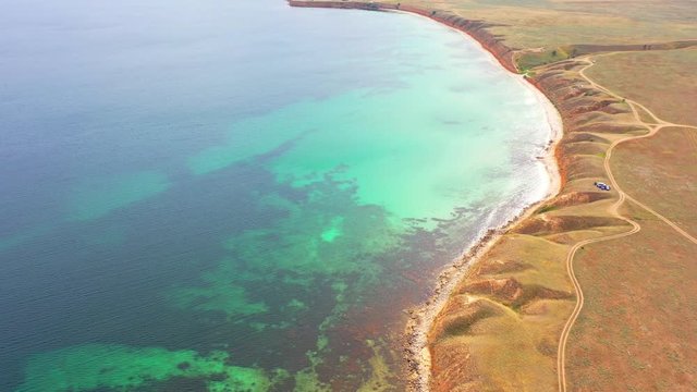 Aerial view of amazing cliffs in sunny day - Old Head of Kinsale, Ireland Krym