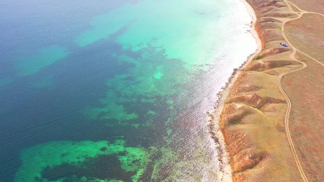 Aerial view of amazing cliffs in sunny day - Old Head of Kinsale, Ireland Krym