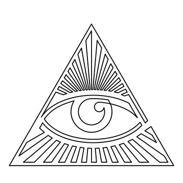 Eye of Providence Black and White Single Continuous Line Vector Graphic Icon