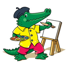 Alligator artist. Animal and profession Alphabet A