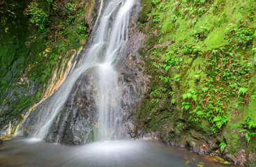 Fototapeta na wymiar Wild water of the waterfall in mountain