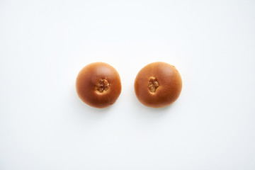 Anpan bread on a white background.
