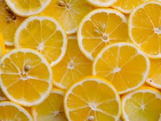 background with lemon slices of yellow