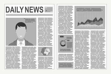 Graphical design newspaper template with infographic