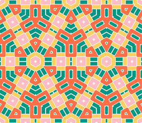 Abstract geometric seamless pattern.  Ornamental geometrical background. Mosaic, tail. Wrapping paper. Vector illustration.          