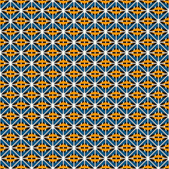 African style seamless surface pattern with abstract figures. Bright ethnic and tribal print grid geometric forms