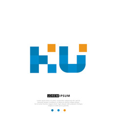 KU KU Logo Monogram with Blue and yellow Colors. modern letter logo design