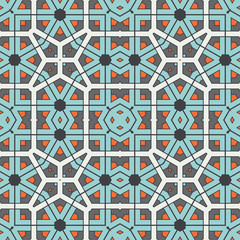 Abstract geometric seamless pattern.  Ornamental geometrical background. Mosaic, tail. Wrapping paper. Vector illustration.          