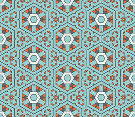 Abstract geometric seamless pattern.  Ornamental geometrical background. Mosaic, tail. Wrapping paper. Vector illustration.          